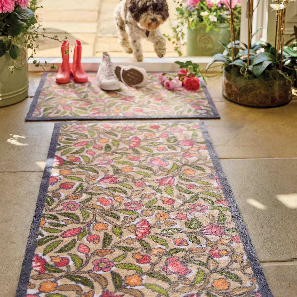 UK-made eco-friendly doormat and runner in spring floral design