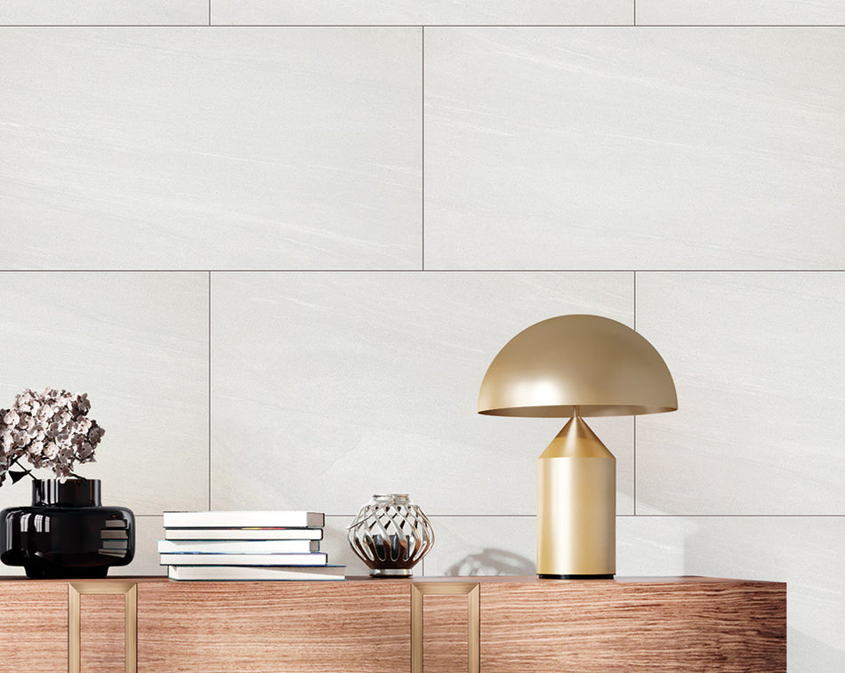 Dumawall+ Larisa panels installed in a modern bathroom – Grout-free, waterproof wall cladding