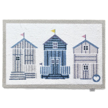 Hug Rug Bathroom 13 Bath Mat featuring navy and white beach huts