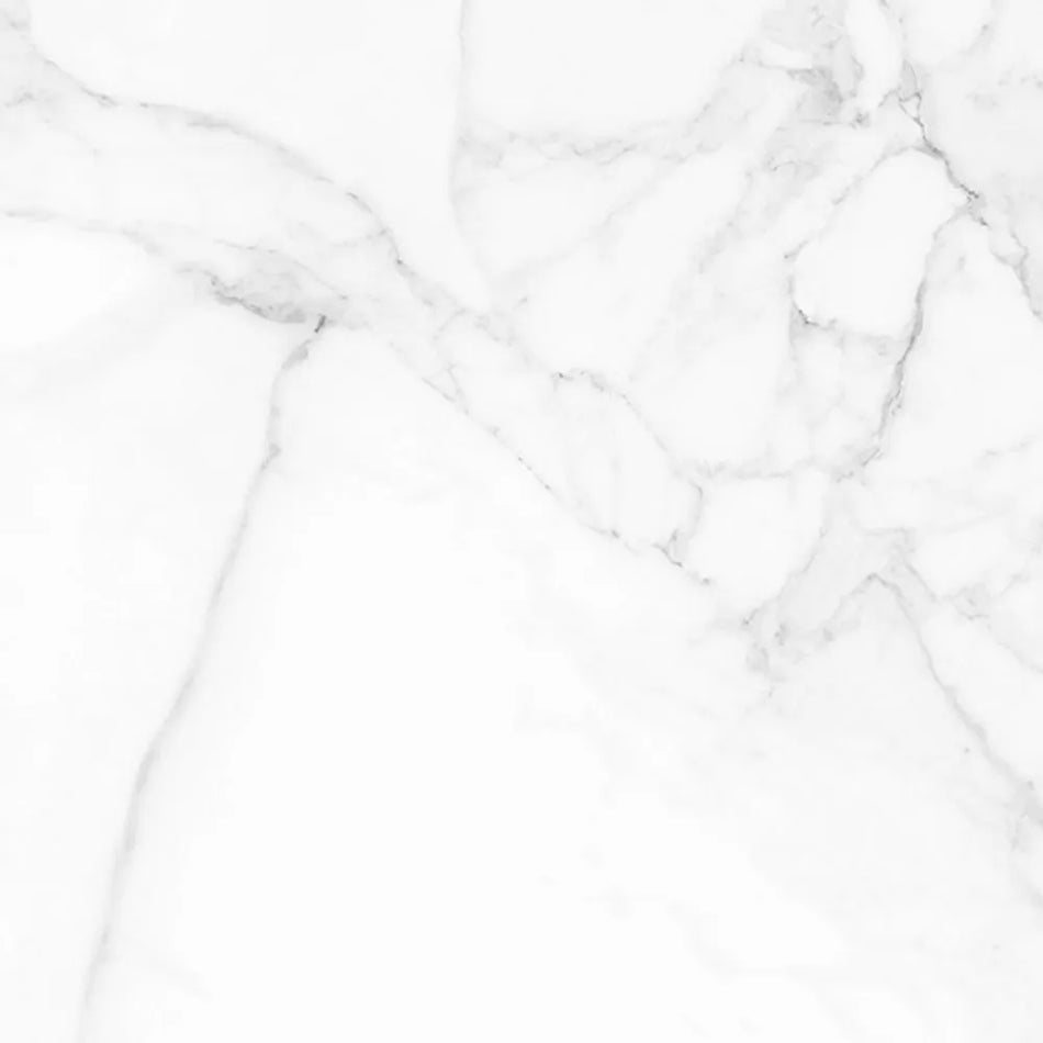 Close-up of Dumawall+ Calacatta panel showing elegant white marble finish with natural grey veining