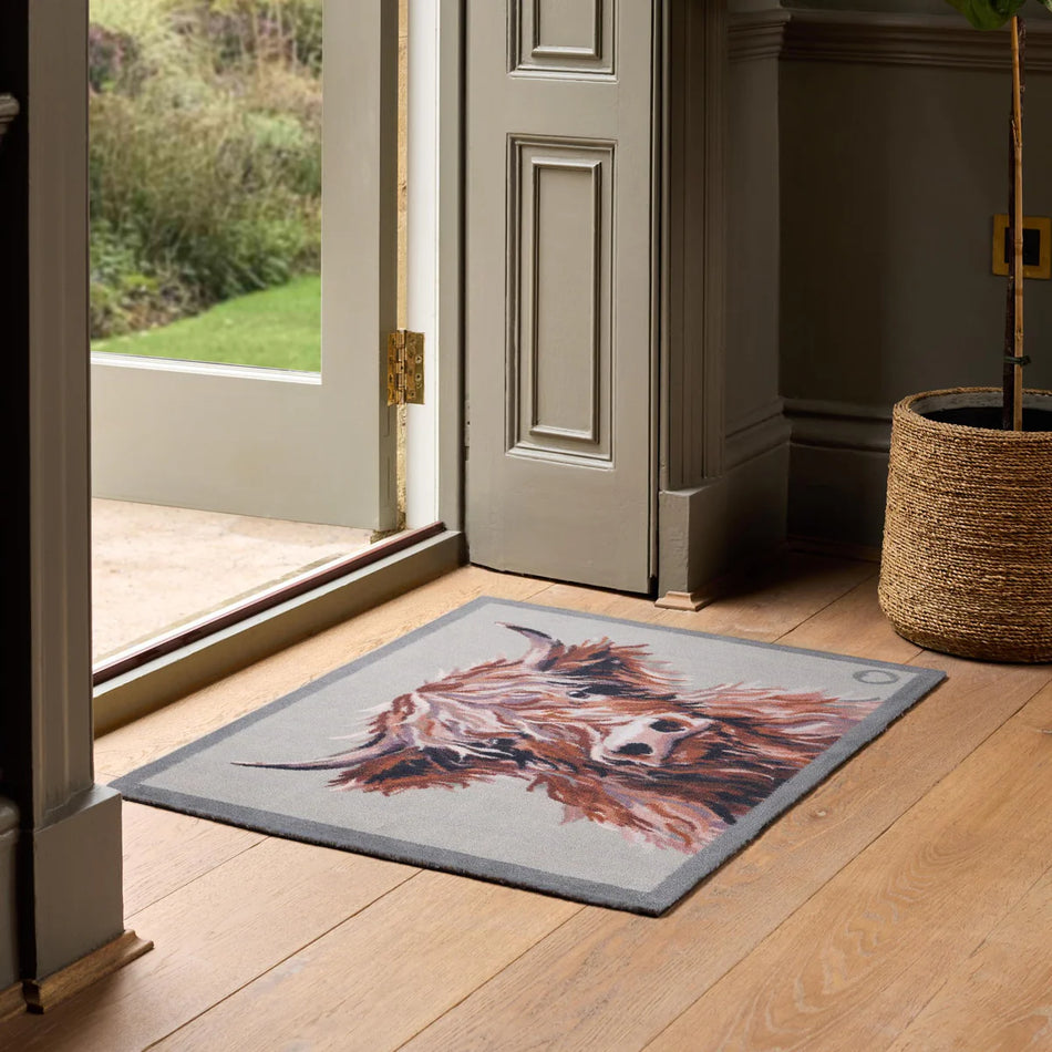 Shaggy Highland Cow washable doormat