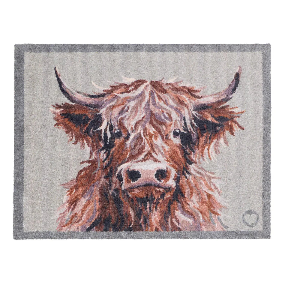 Hug Rug Heritage Highland Cow mat with beige background