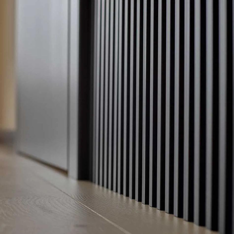 slim grey slat decorative wall board