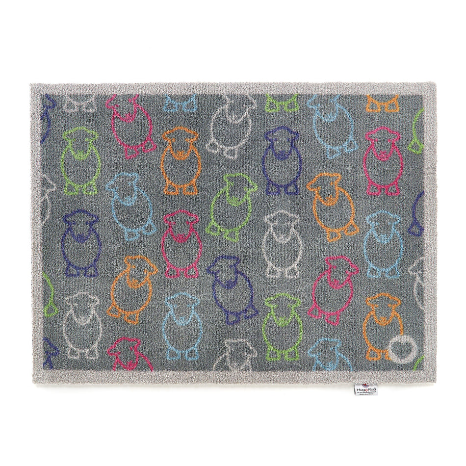 Hug Rug Outline Herdy Doormat with colorful Herdy outline design