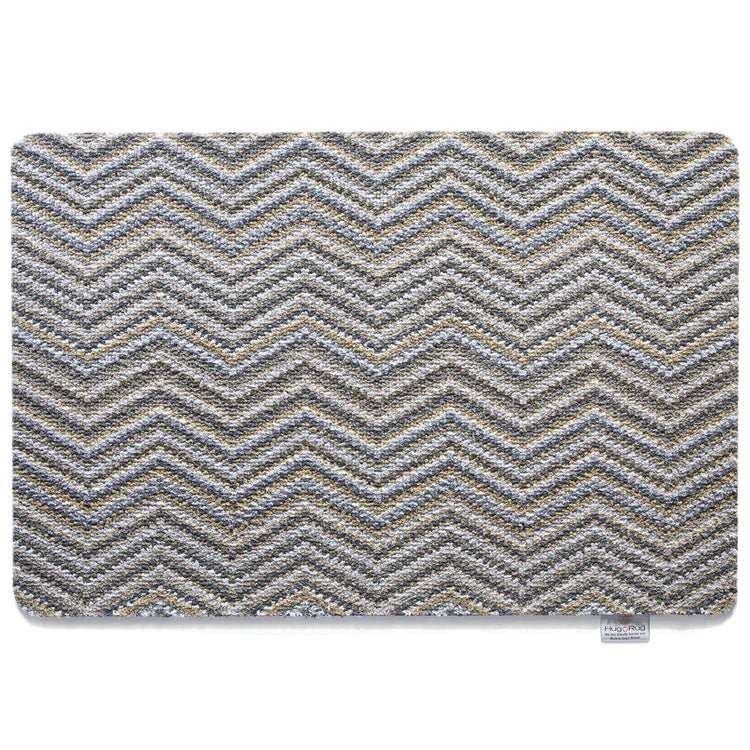 Hug Rug Portland Zigzag – Eco-Friendly Zigzag Doormat in Soft Blue & Beige