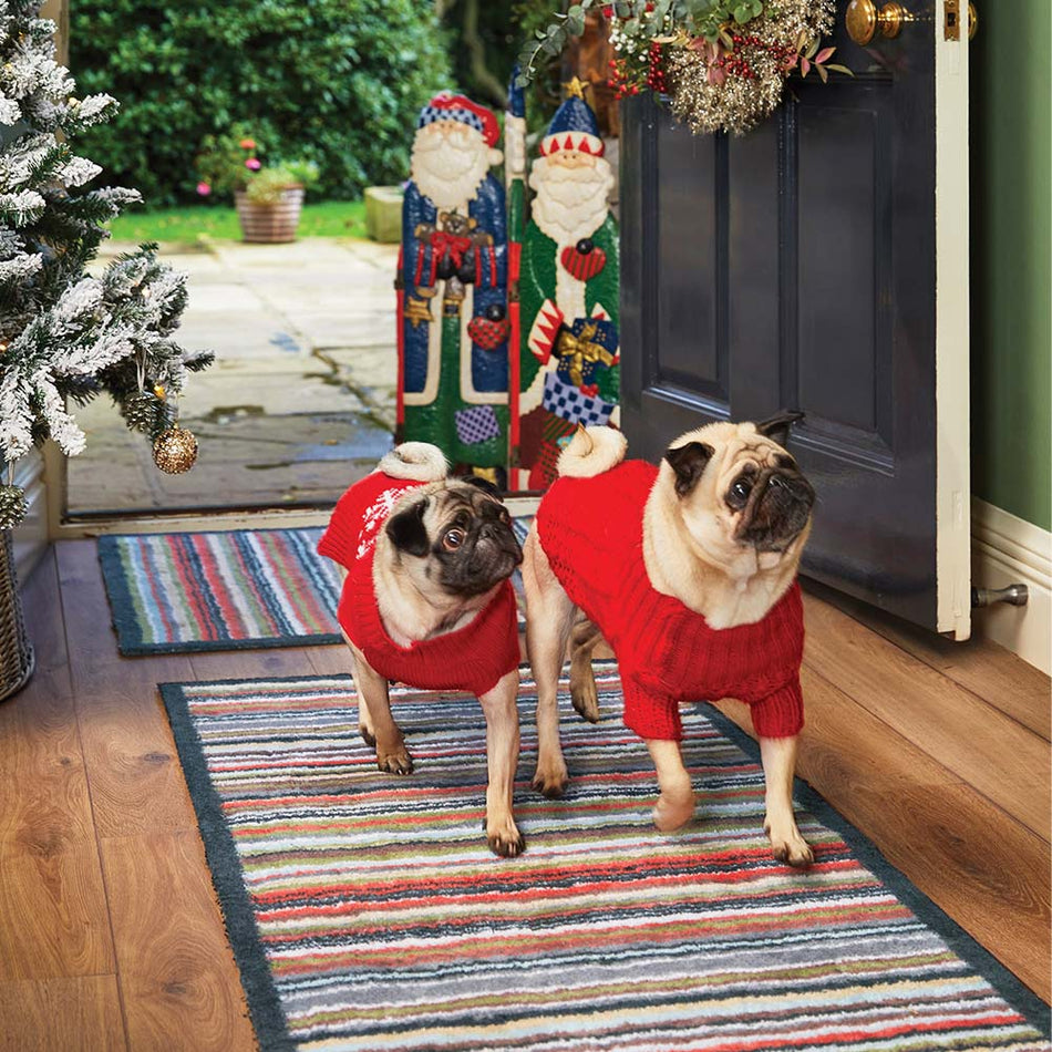 UK-made Hug Rug Modern Stripe 32 on wooden flooring