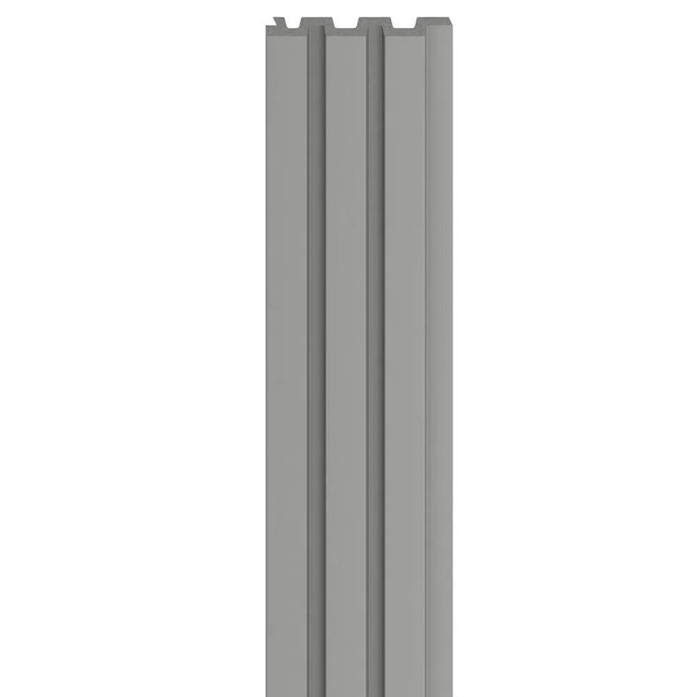 decorative vertical slat panel in soft grey
