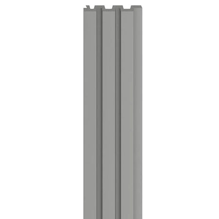 decorative vertical slat panel in soft grey