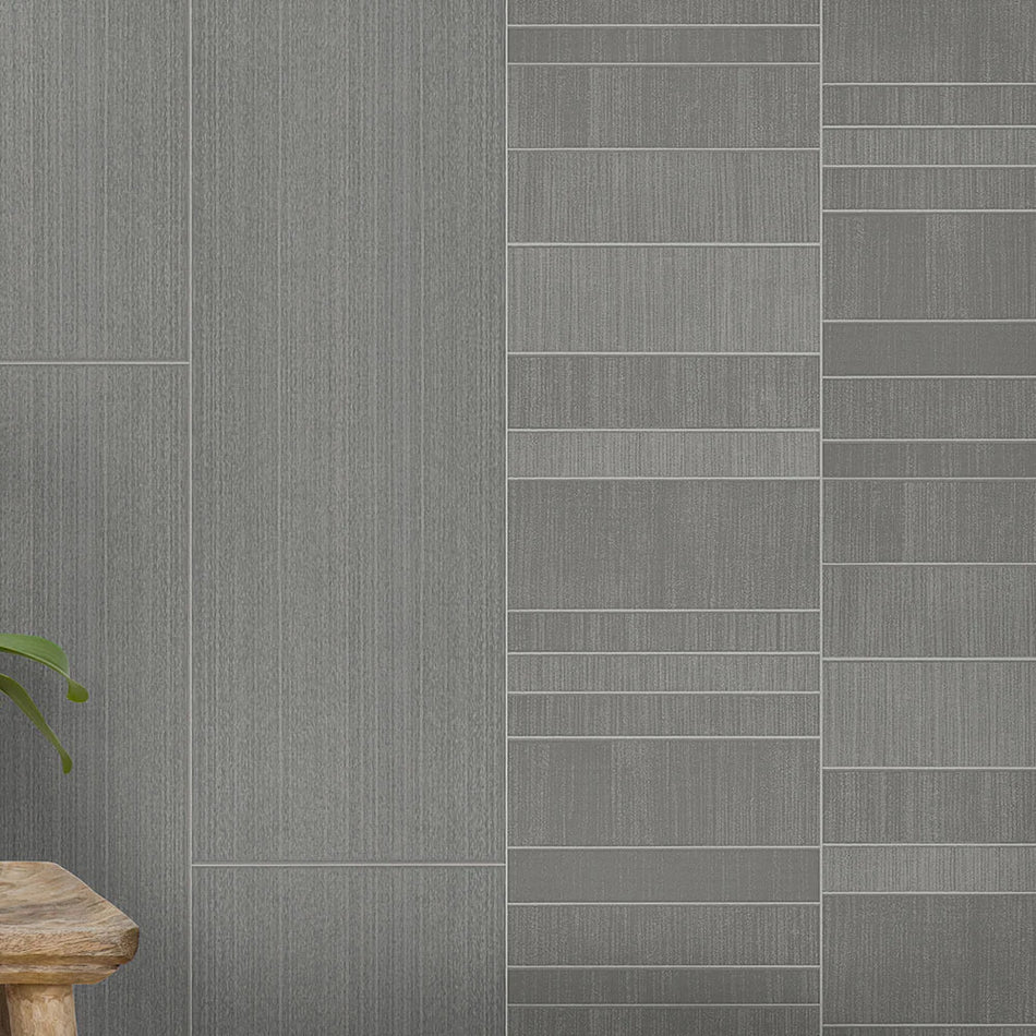 grout-free graphite tile style wall panels