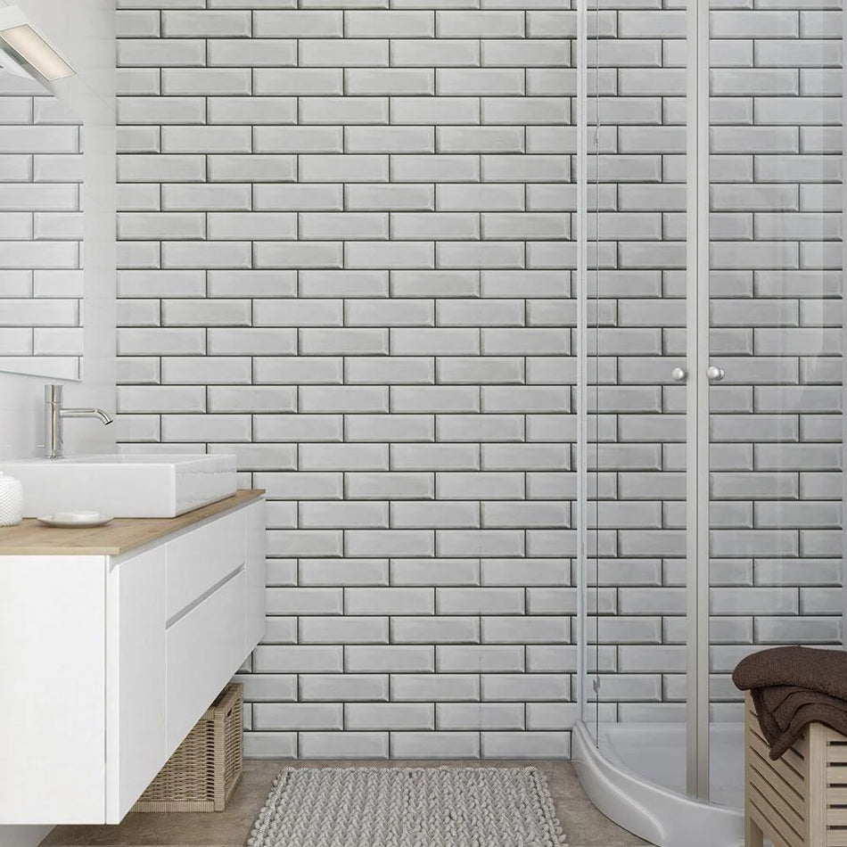 Vox Vilo White Brick Panels installed as a modern feature wall – Perfect for kitchens, bedrooms, and retail spaces