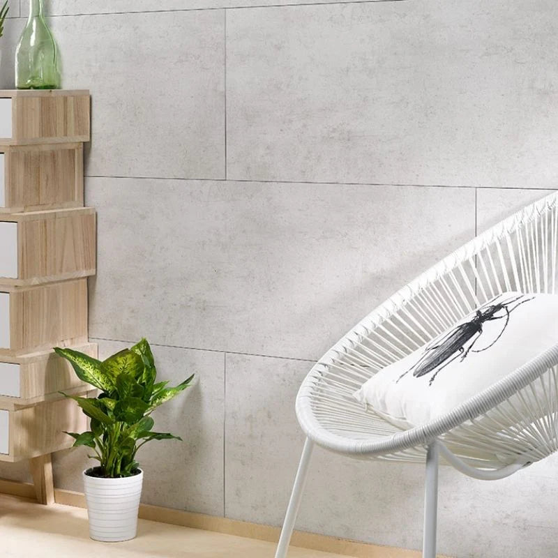 "Dumawall+ Light Cement Wall Tile 65x37.5cm – Waterproof Light Grey Concrete-Effect PVC Panel