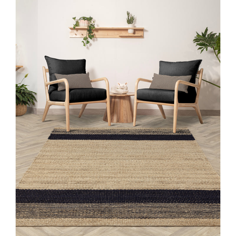 Asiatic Cedar Charcoal Natural Jute Rug