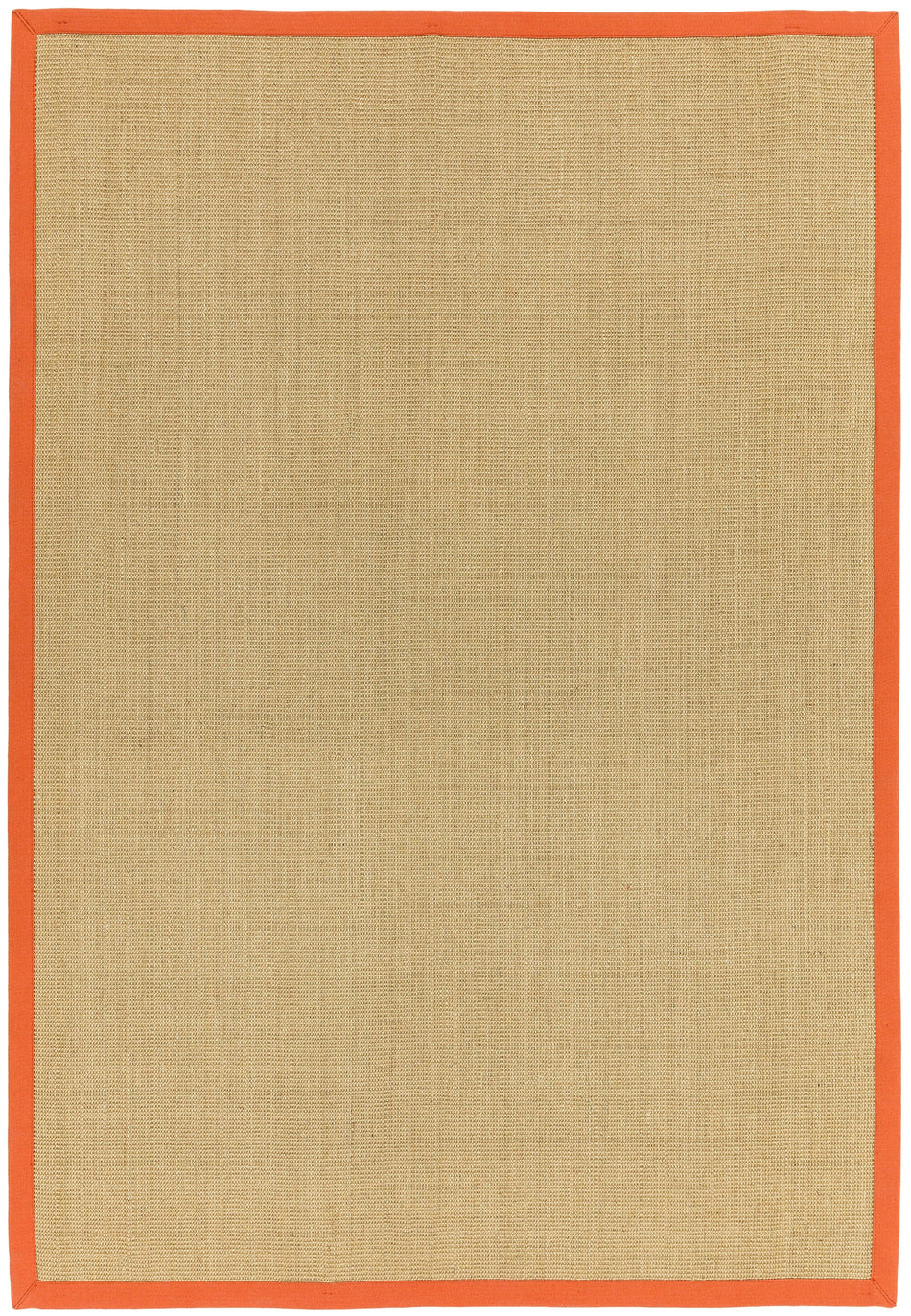 Sisal linen rug with bright orange cotton border