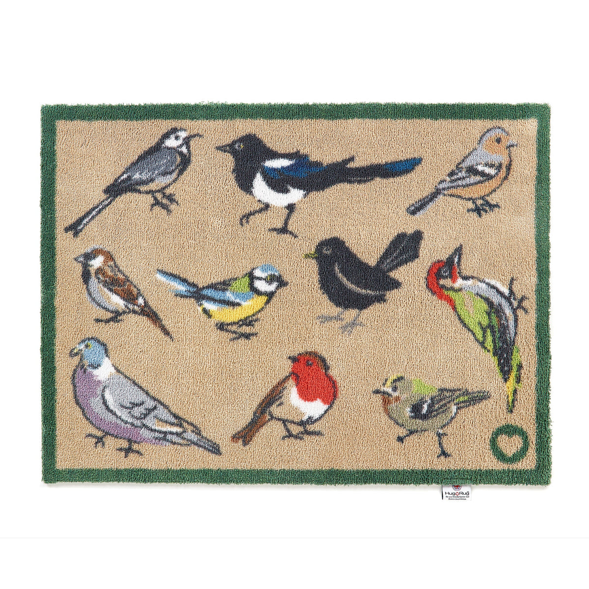 Hug Rug Bird Watcher Charity Doormat with British garden bird design

