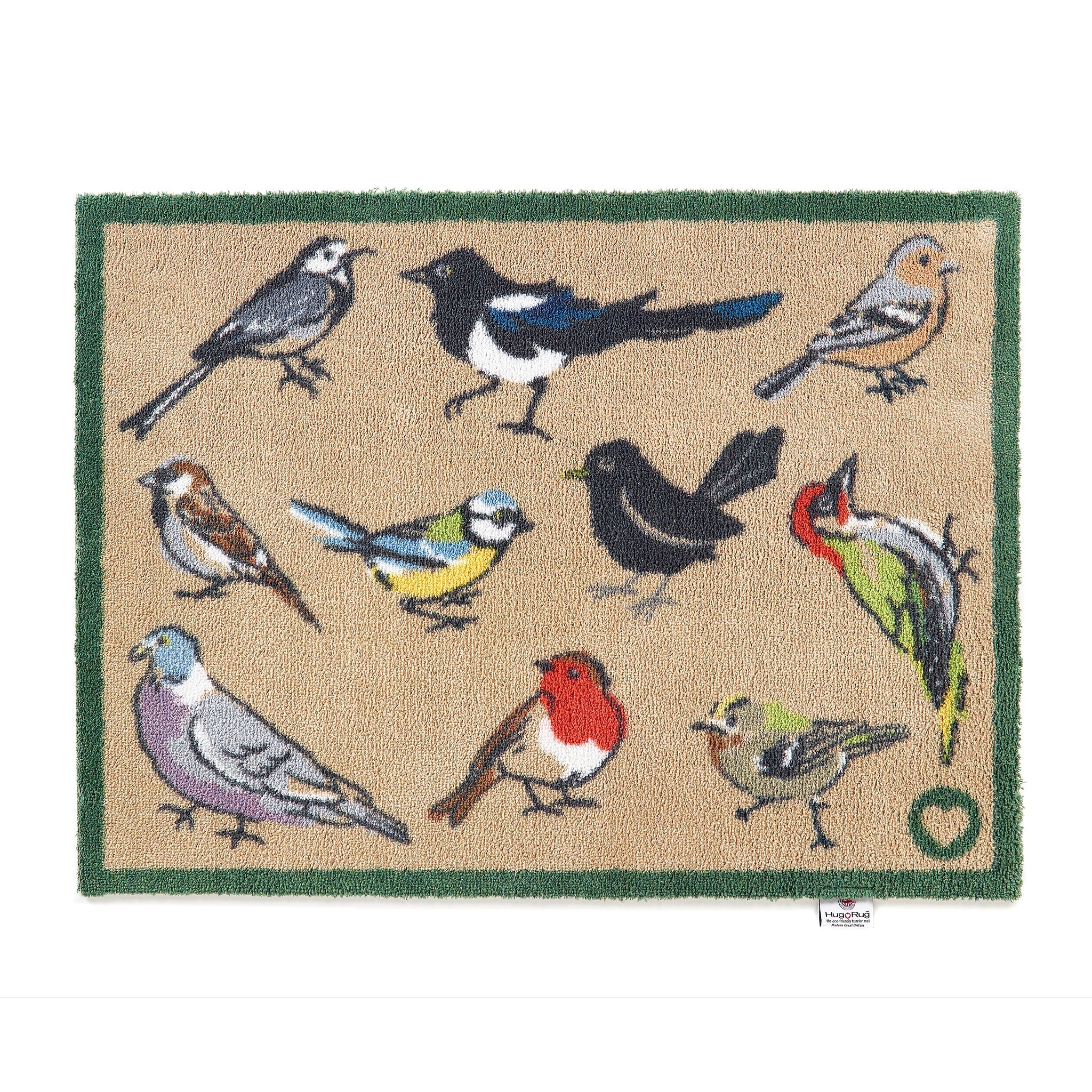 Hug Rug Bird Watcher Charity Doormat with British garden bird design

