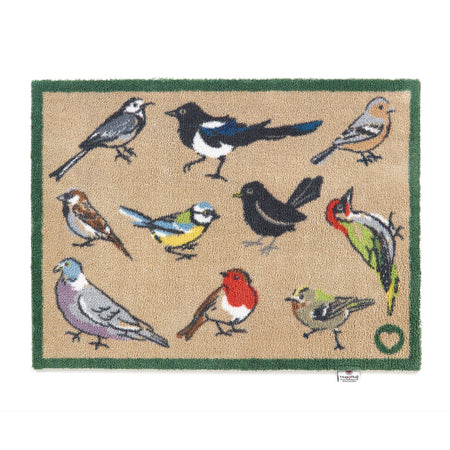 Hug Rug Bird Watcher Charity Doormat with British garden bird design


