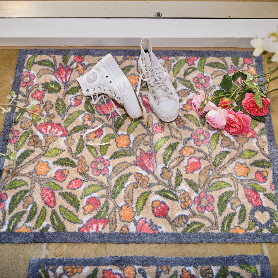 Hug Rug May Floral brightening a home hallway