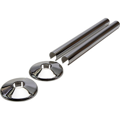 Talon Snappit Chrome Pipe Cover & Collar 200mm – 15mm Radiator Pipe Trim Kit with Chrome Finish for a Modern Look