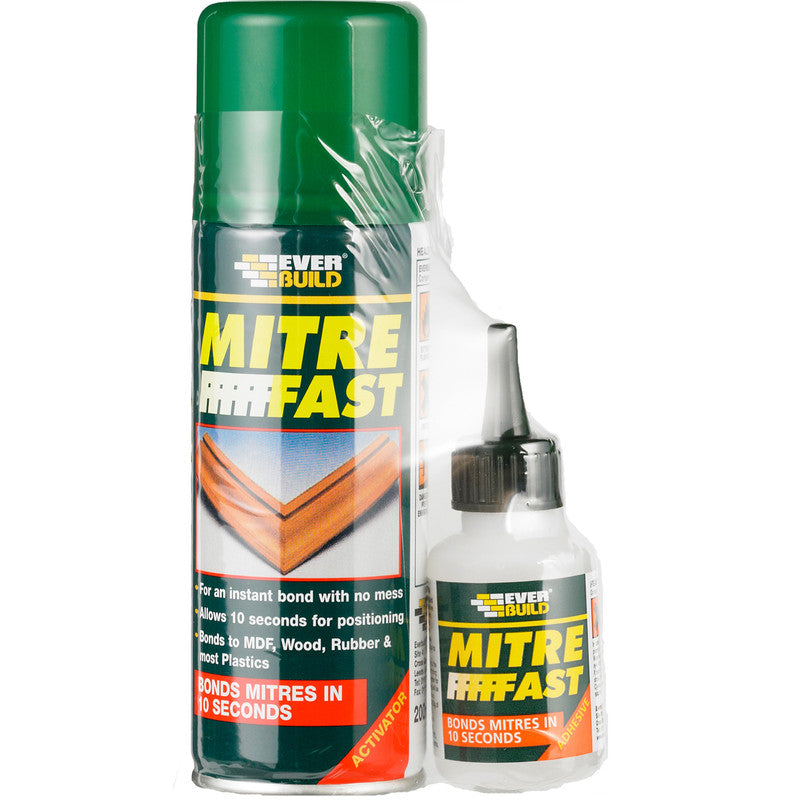 Mitre Adhesive Kit – Cyanoacrylate Glue and Activator Spray for Fast Bonding of Joints, Trims, and Mouldings
