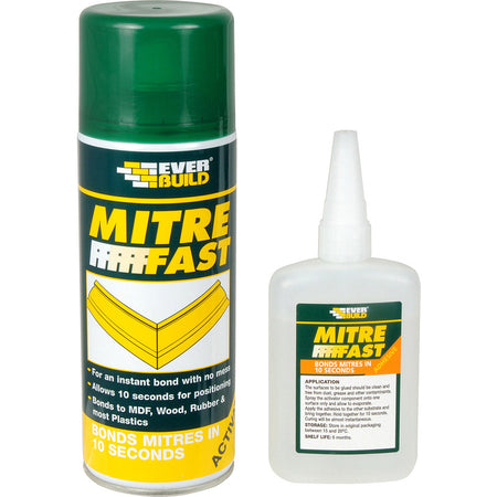 Mitre Adhesive applied to wooden trim – Instant bonding ideal for skirting, cornices, and decorative mouldings