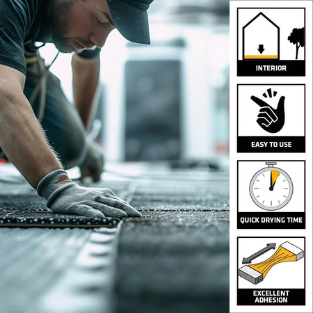 Everbuild Carpet Fix Spray Adhesive applied to flooring surface – Perfect for carpet and underlay installation