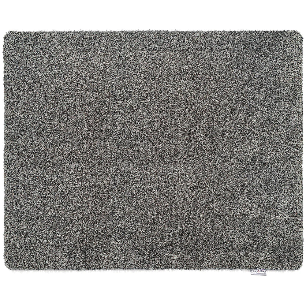 Gray doormat with a textured surface on a white background
