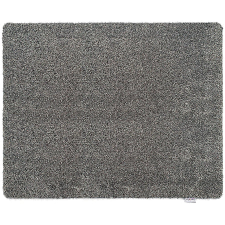 Gray doormat with a textured surface on a white background