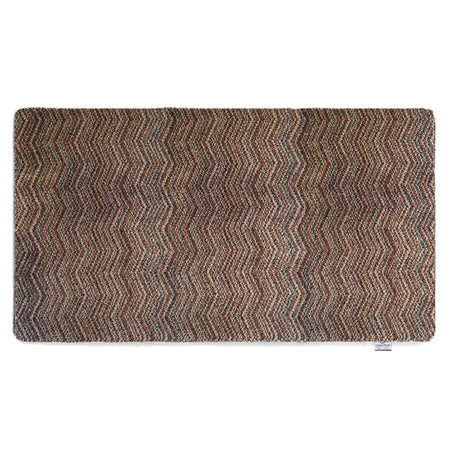 Rectangular rug with a zigzag pattern on a white background