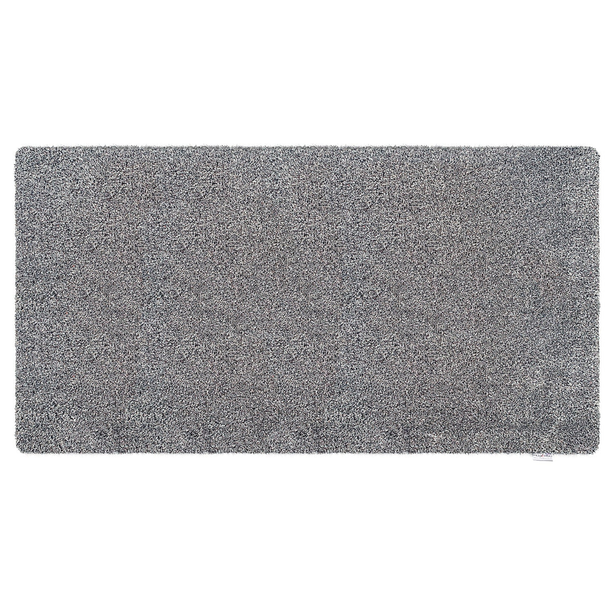 Rectangular gray doormat on a white background