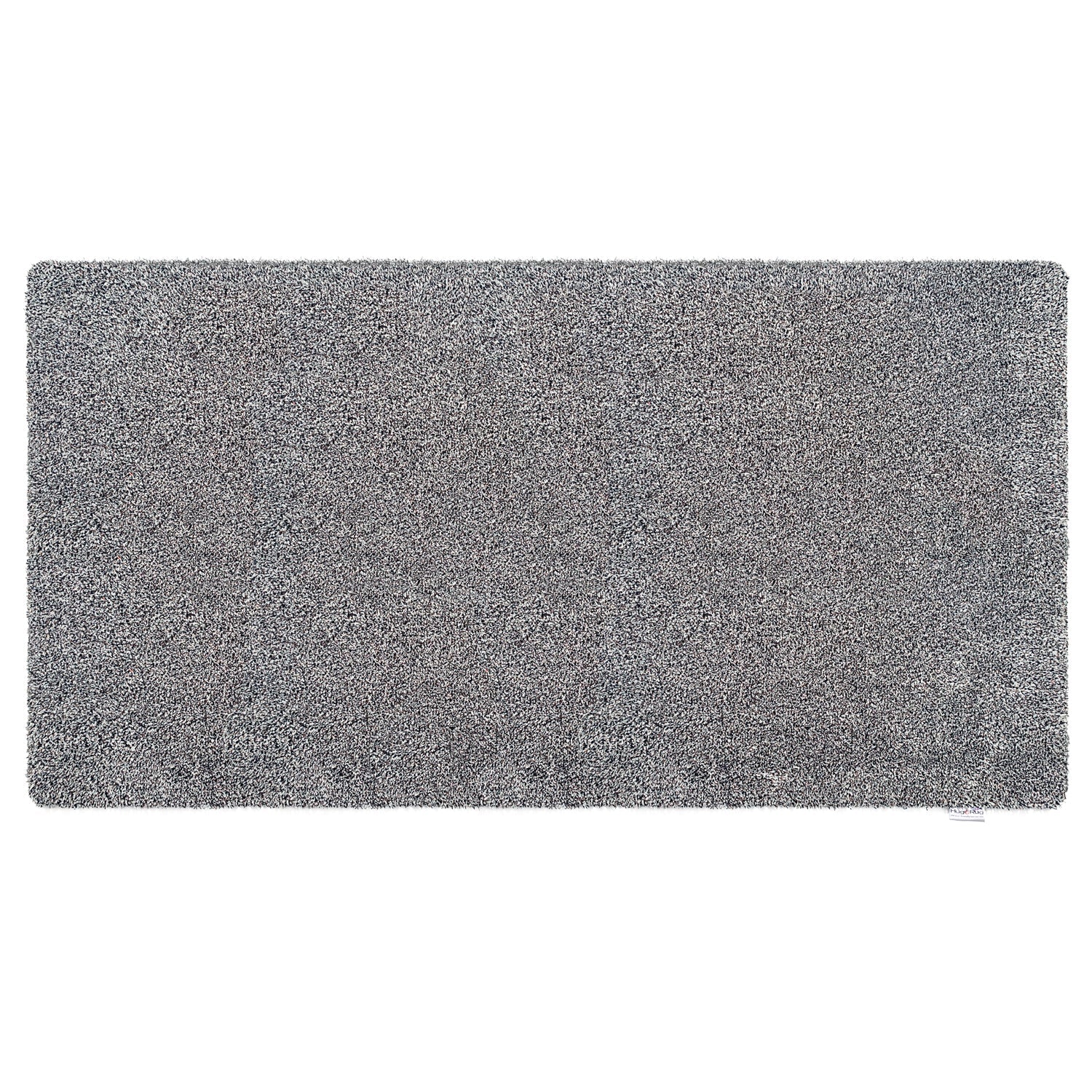 Rectangular gray doormat on a white background