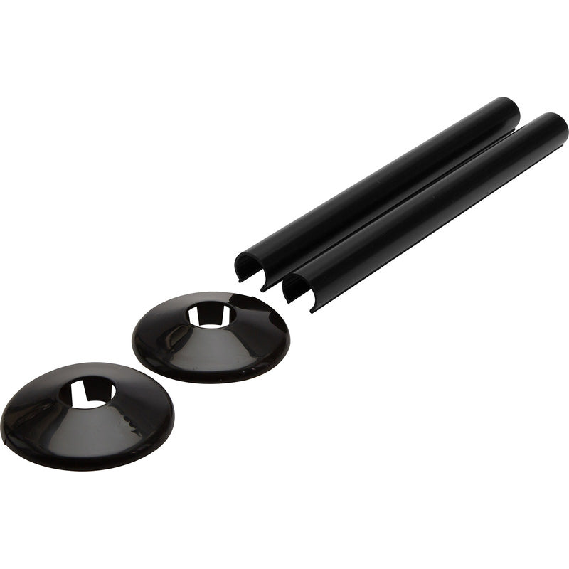 Talon Snappit Black Pipe Cover & Collar 200mm – 15mm Radiator Pipe Trim Kit for a Modern, Professional Finish