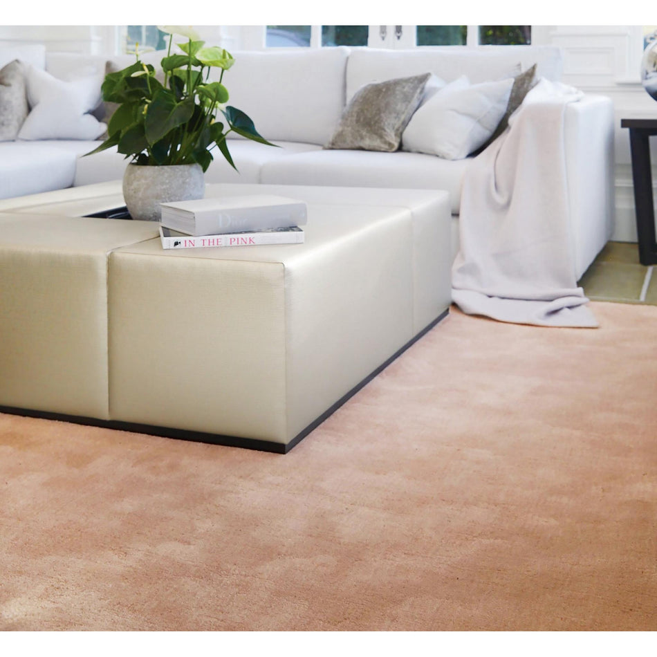 Rug Guru - Hush Plain Dye Woven Wool Rugs in Coral Pink