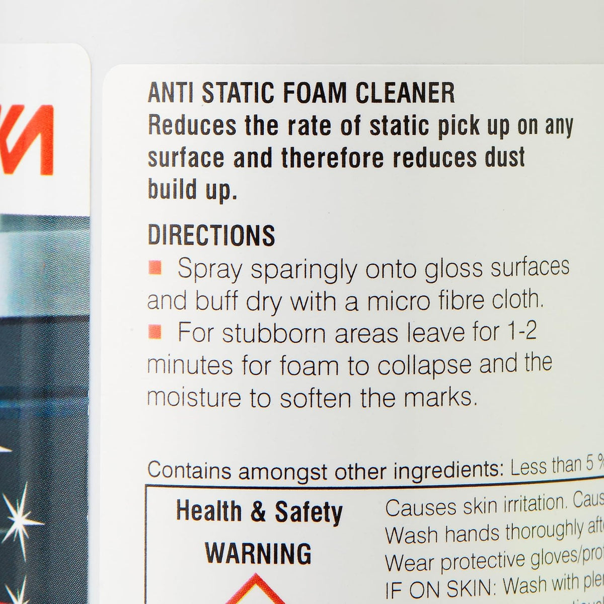 Close-up of Unika cleaner bottle label

