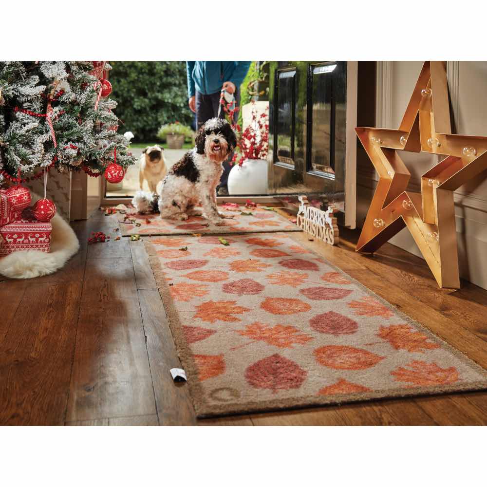 UK-made Hug Rug Autumn Leaves rolled and ready for washing

