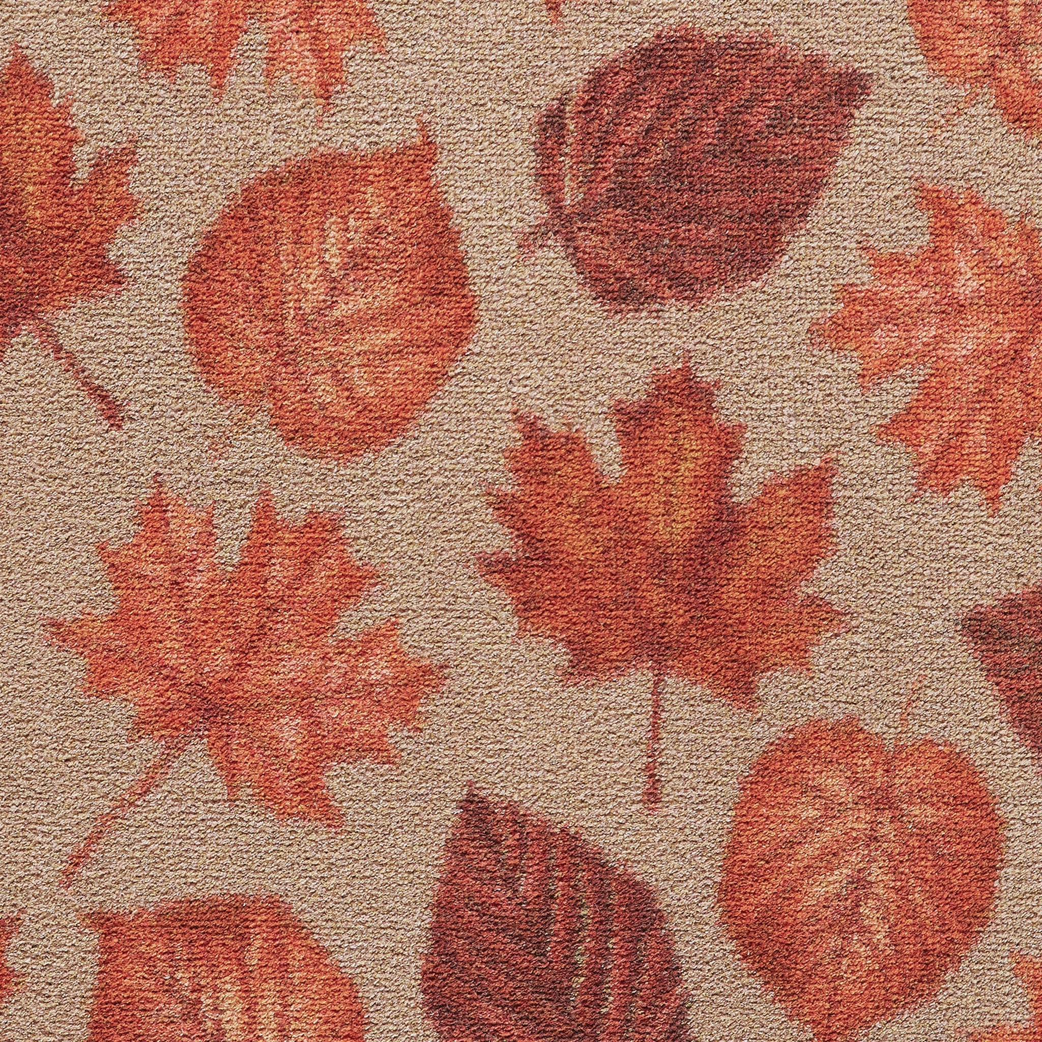 Close-up of Hug Rug Autumn Leaves recycled cotton surface


