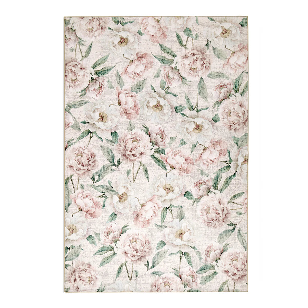 Blooming Peonies Pink rug with floral print

