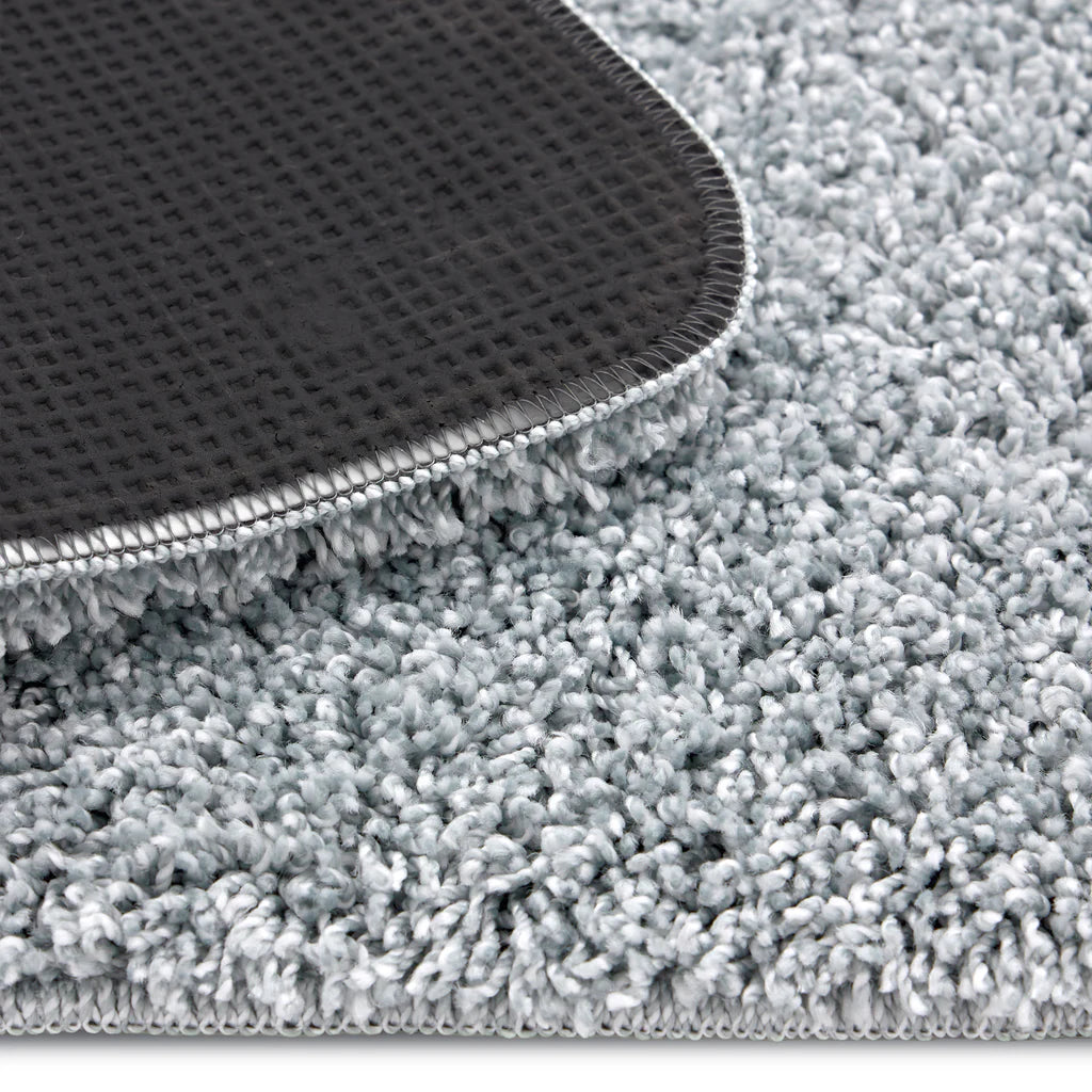 Blue Fleck shaggy rug with a textured border