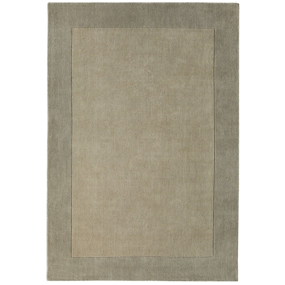 Hand loom woven 100% wool rug with soft taupe border