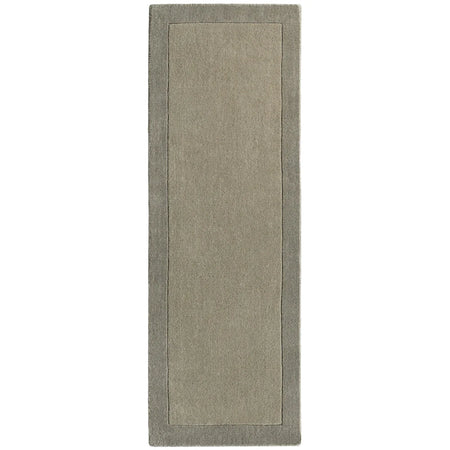 Hand loom woven 100% wool runner with soft taupe border