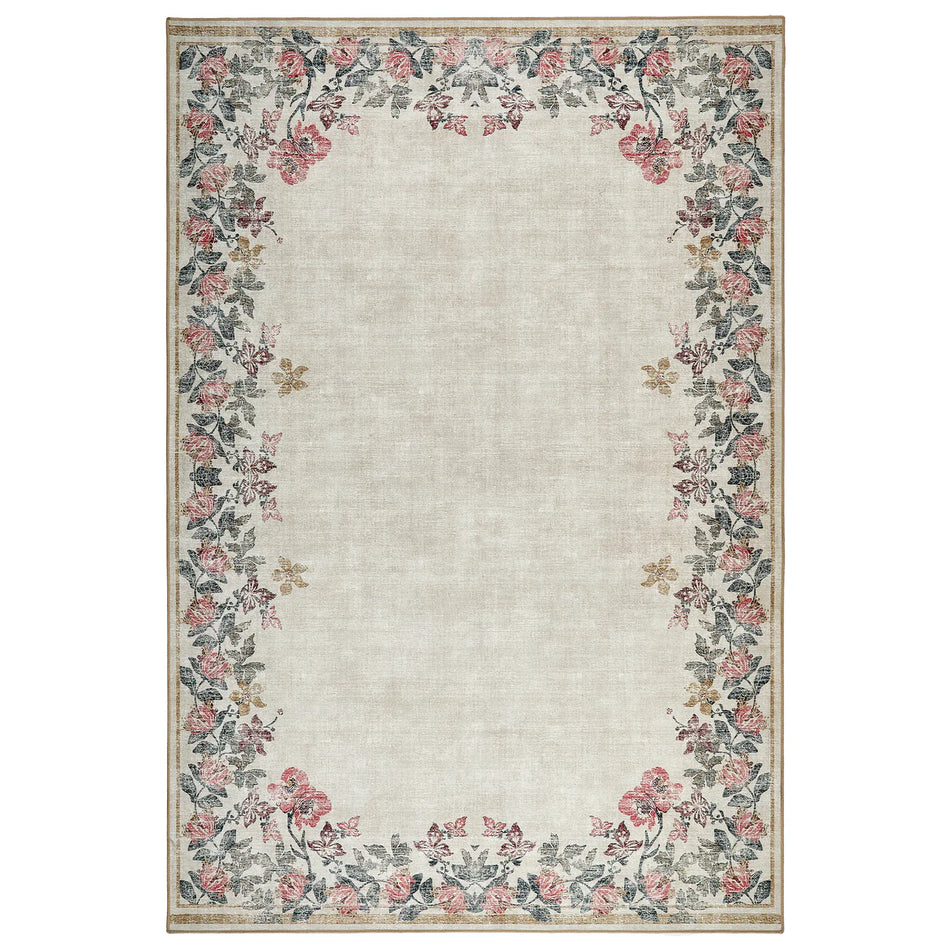 Hug Rug Botanical Border rug with butterflies and ivy pattern

