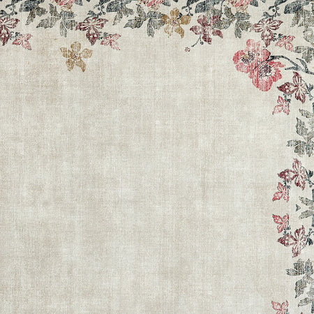 Floral border design on a textured beige background