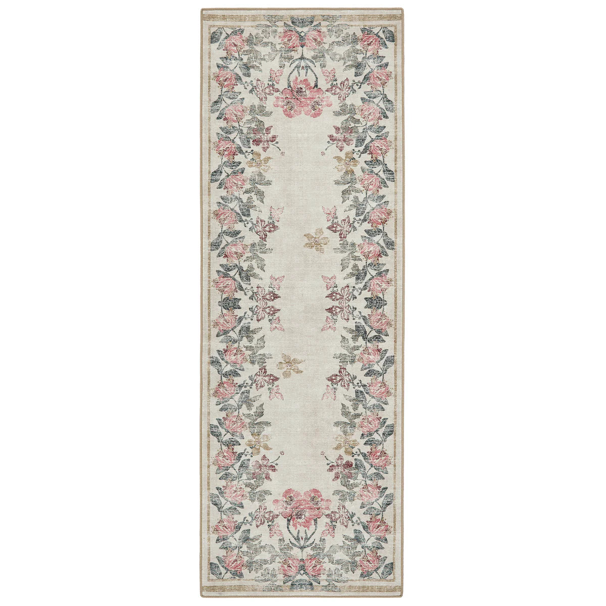 Hug Rug Botanical Border runner with butterflies and ivy pattern

