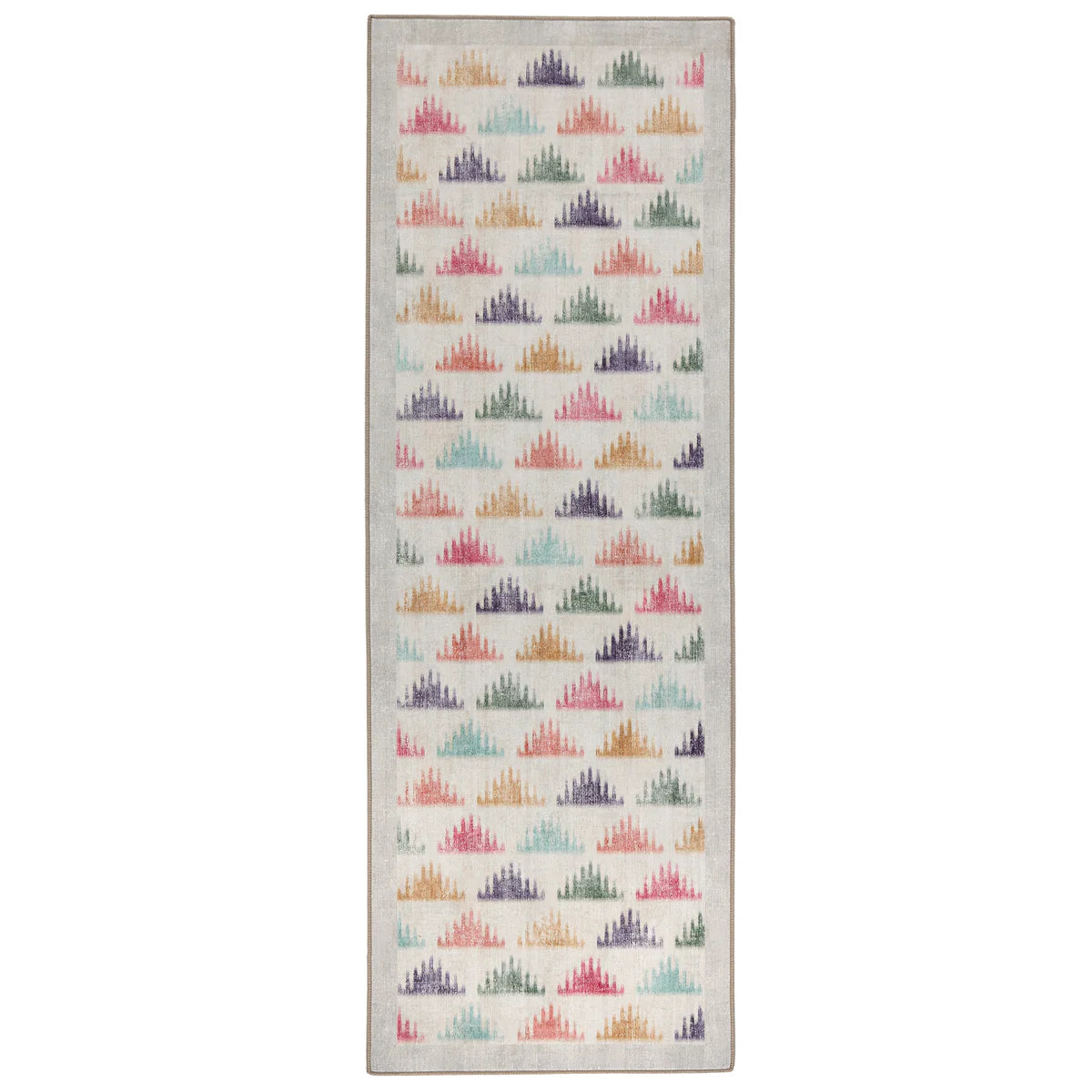 Bretton Multi Eco Washable Rug runner with colourful triangles

