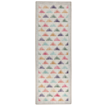 Bretton Multi Eco Washable Rug runner with colourful triangles


