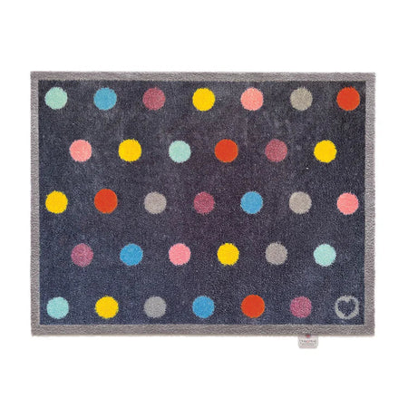 Hug Rug Bright Spot 1 doormat with multicoloured dots on navy

