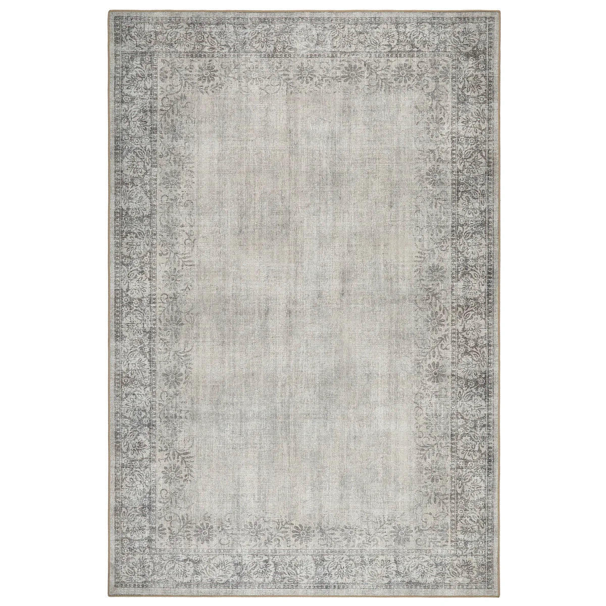 Brocade Border Eco Washable Rug with ornate floral frame

