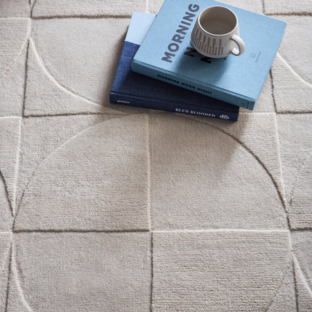 Hand tufted wool rug with sculpted 3D geometric design