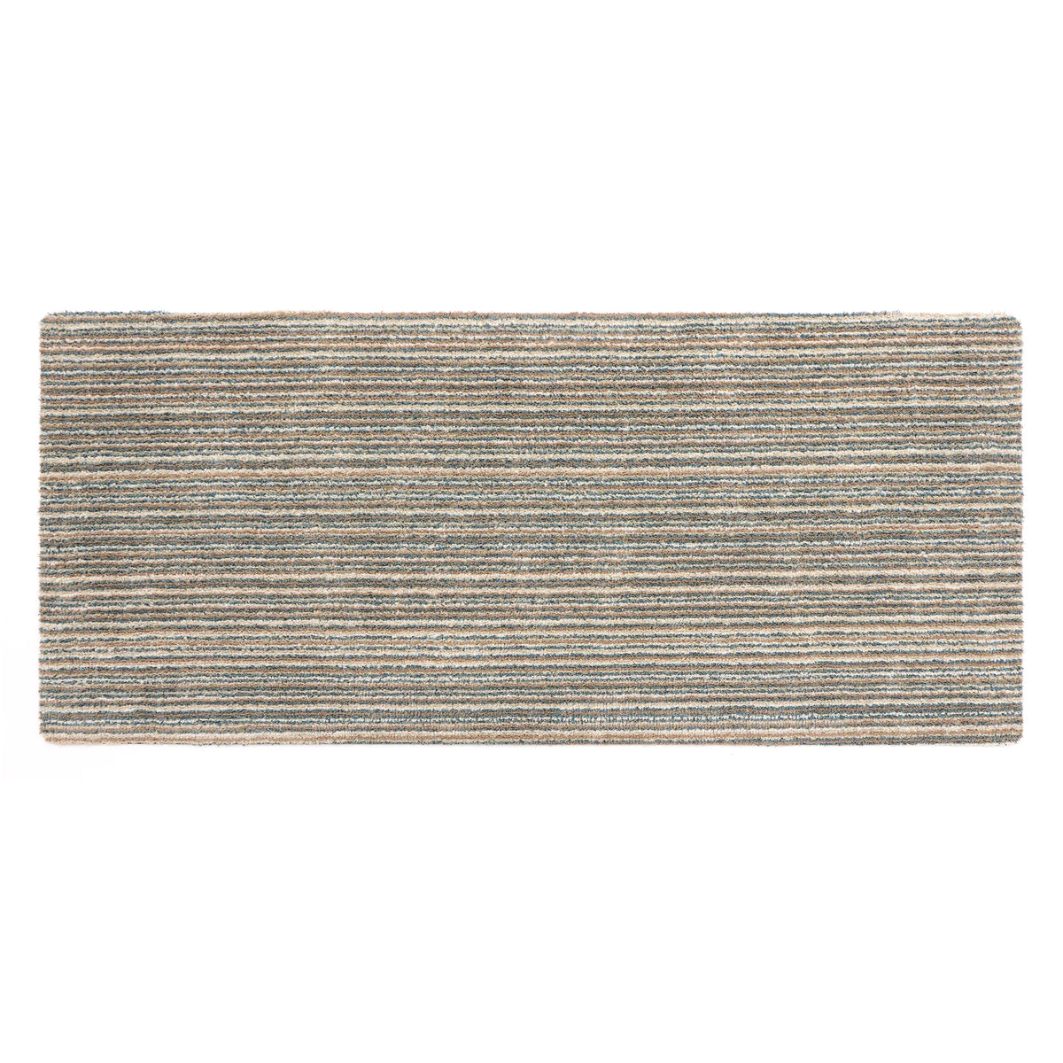 Rectangular rug runner with striped pattern on a white background