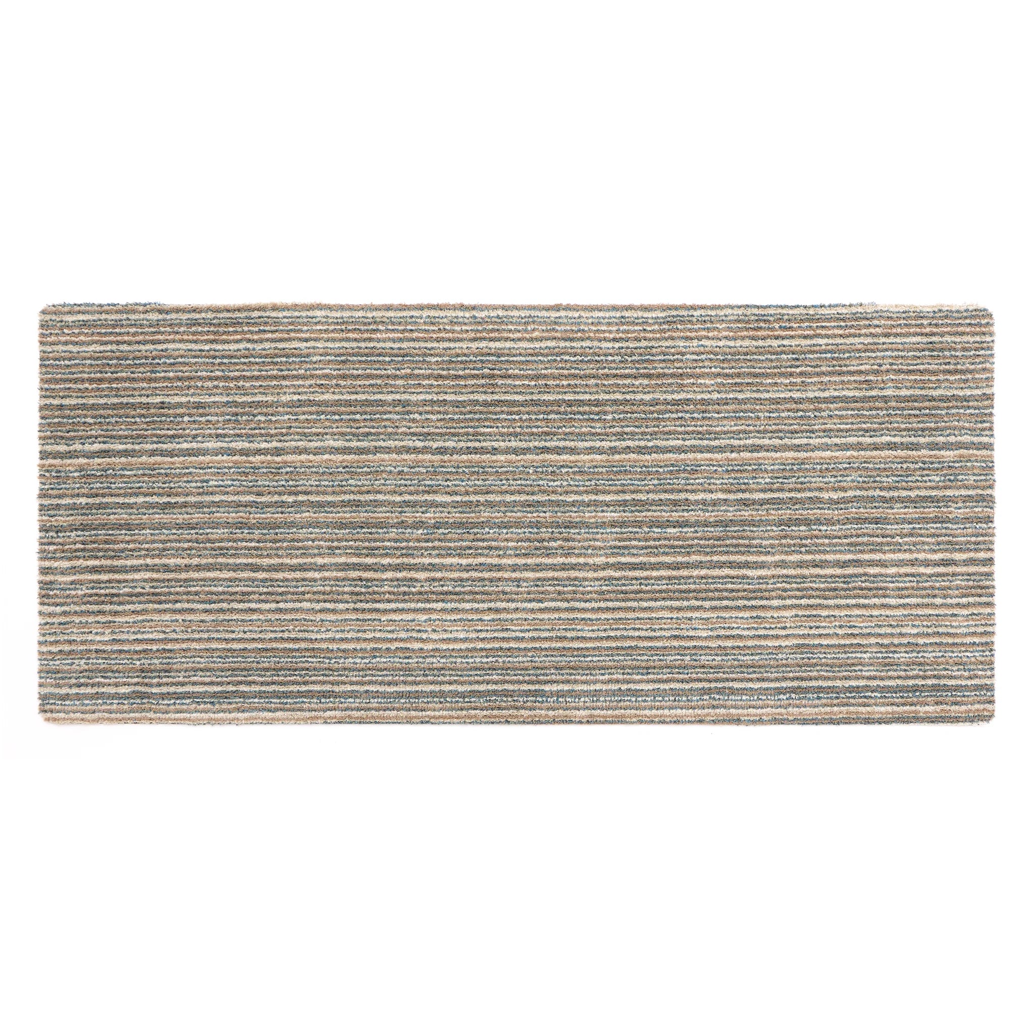 Rectangular rug runner with striped pattern on a white background