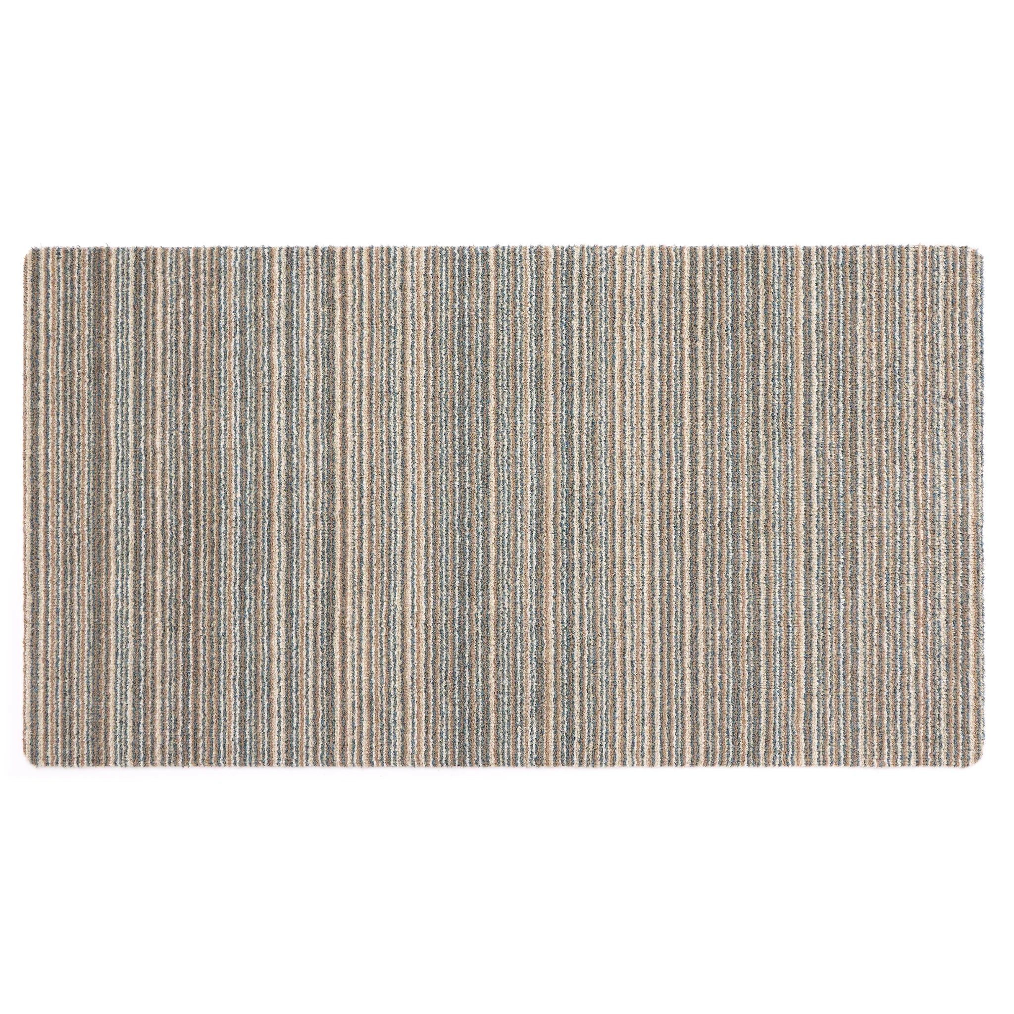 Rectangular striped rug runner with horizontal lines on a white background